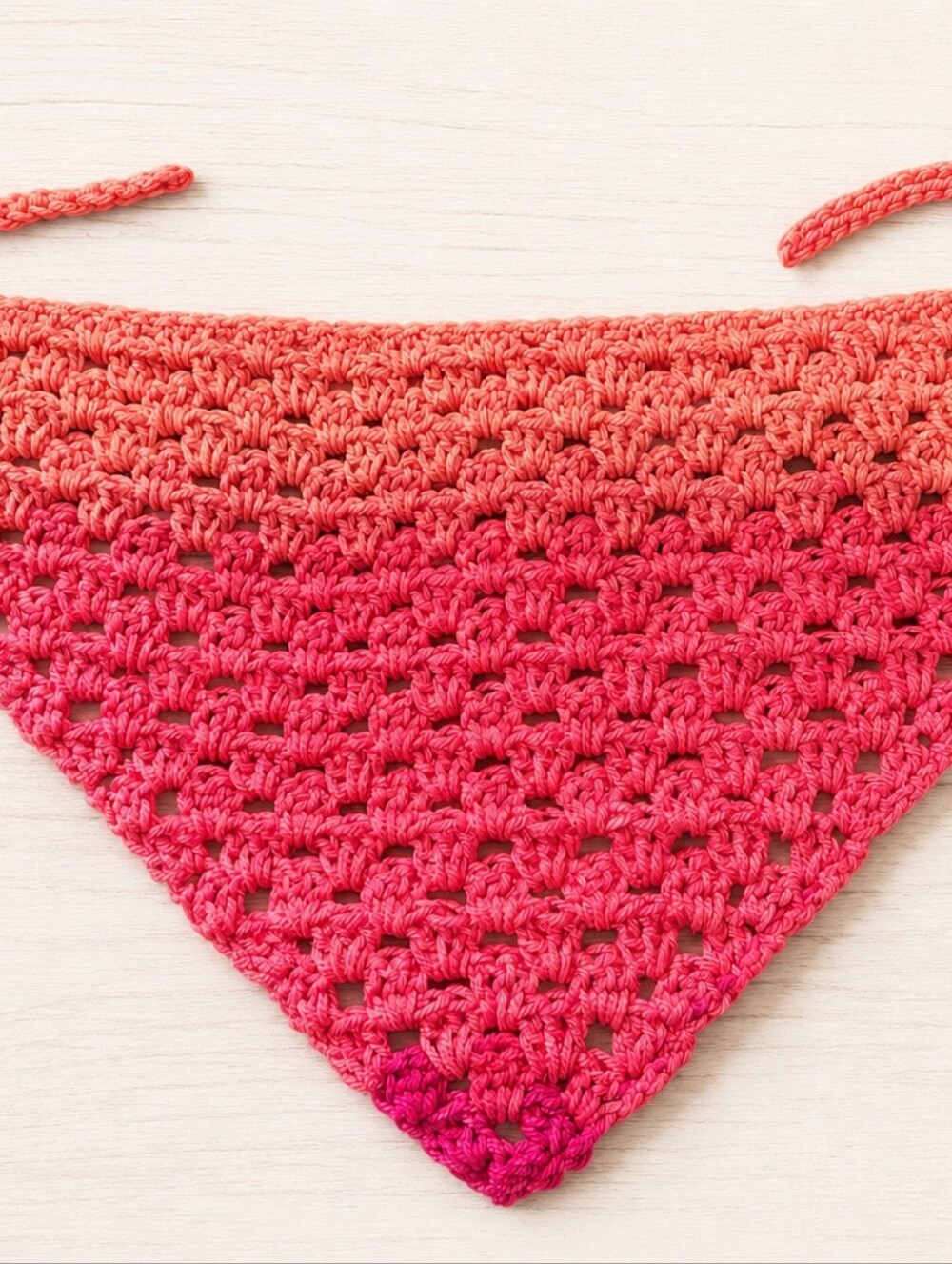 Handcrafted Gradient Pink Crochet Bandana Scarf